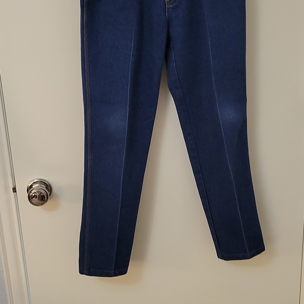 Vtg BRAXTON 1980s Junior High Rise Stretch Blue Denim Ankle Jeans Size 0 - 2 - Picture 3 of 11